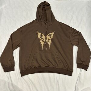 Cider Fairy Butterfly Brown Lightweight Hoodie Size Large